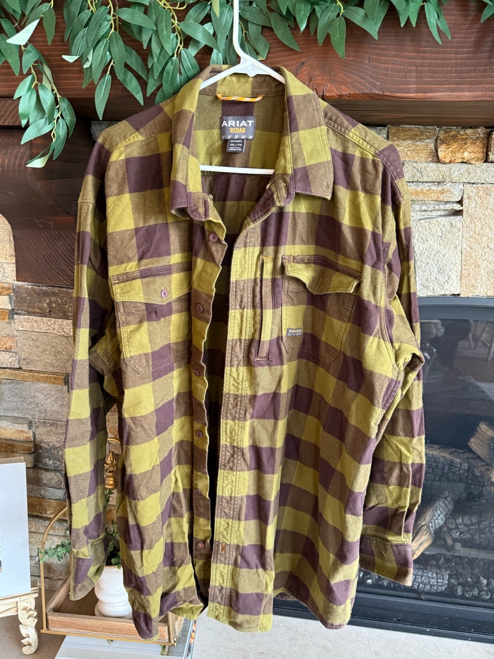 Ariat Men's Olive & Brown Plaid Flannel Shirt